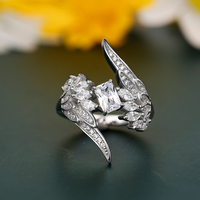 Bijoux de mariage et de fiançailles de luxe personnalisés Grace Jewel, ailes d'ange, zircone cubique blanche, plaqué rhodium, argent 925, cadeau de fête