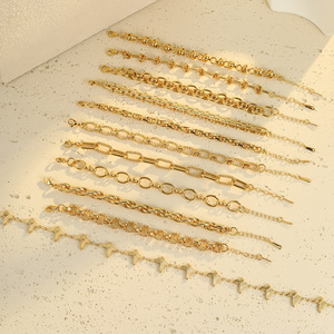 Bracelet chaîne à maillons épais en acier inoxydable plaqué or 18 carats, étanche et inaltérable, style punk, <span class=keywords><strong>pour</strong></span> femme - Vente en gros - Product Image 2