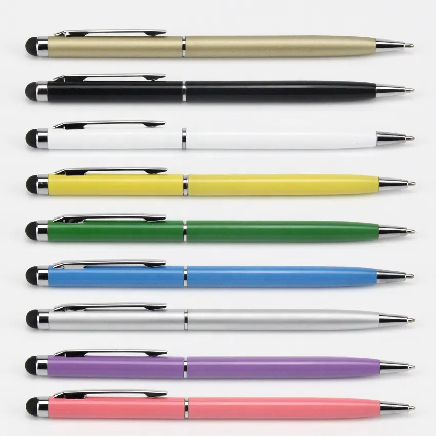 Evrensel 2 1 Metal kapasitif Stylus kalem kalem tükenmez kalem dokunmatik ekran kalemi için masa PC Smartphone