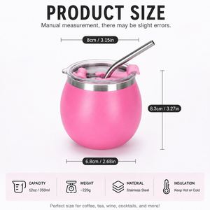 Mini-gobelet isotherme à double paroi en acier inoxydable de 5 oz avec couvercle et paille, personnalisable avec logo, pour cadeaux et fêtes - Product Image 2