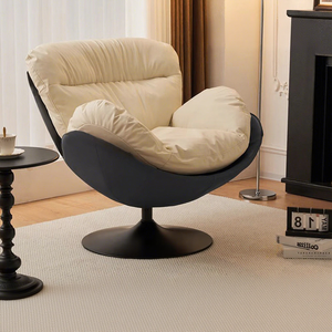 Fauteuil en cuir véritable rotatif en forme d'œuf, style minimaliste de luxe léger, pour une <span class=keywords><strong>personne</strong></span>, décontracté, balcon, paresseux, meubles italiens pour la maison - Product Image 5