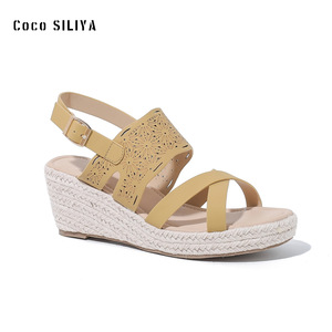 Coco SILIYA Wedges Sandals Peep <b>Toe</b> Platform Rubber Outsole Summer Buckle Closure Anti-Slippery Back Strap Women's Shoes - Product Image 4
