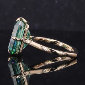 Anello di Fidanzamento Starsgem in Oro Giallo 10K con Moissanite Verde Taglio Smeraldo da 10 Carati Stile <span class=keywords><strong>Solitario</strong></span> - Product Image 3