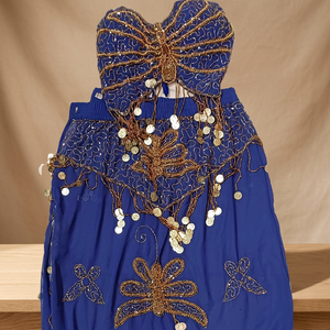 Costume de danse du ventre professionnel respirant et gaufré RAWAT HANDICRAFTS pour femme adulte, tenue de performance tribale égyptienne - Product Image 2