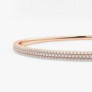 Bombe 1 CTW Round Lab Grown Diamond Pave <b>Bangle</b> Bracelet 14K Yellow Gold 6 Inch Elegant Sparkling Jewelry for Women - Product Image 1