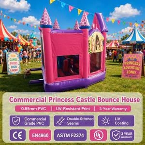 Château gonflable rose et violet <span class=keywords><strong>Disney</strong></span> Princess avec toboggan pour filles, fête d'anniversaire pour enfants, château gonflable pour sauter - Product Image 4