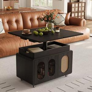 Modern Durable Lifting Solid Wood Coffee <strong>Table</strong> Mobile Multi-functional <strong>Side</strong> <strong>Table</strong> Sofa Trolley Eco-Friendly Portable <strong>Storage</strong> - Product Image 3