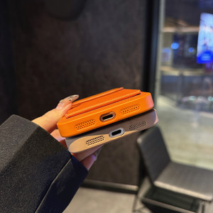 Nuovo Arrivo: <span class=keywords><strong>Cover</strong></span> Protettiva Anti-Caduta in Pelle PU <span class=keywords><strong>Arancione</strong></span> con Porta Carte e Portafoglio, Accessorio per <span class=keywords><strong>iPhone</strong></span> 17 - Vendita all'Ingrosso - Product Image 4