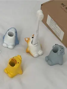 Porte-brosse à dents en forme d'animal de dessin animé, support de rangement mignon en forme de corgi ou de requin, organisateur de bureau pour pinceaux de maquillage, papeterie, décoration de salle de bain - Product Image 4