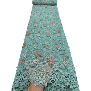 Tissu en dentelle guipure brodée 3D fleurs marguerites de luxe NI.AI, tulle, pour robe de soirée africaine, nigériane, sénégalaise, Aso Ebi - Product Image 3
