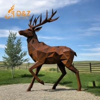 Sculpture de cerf géométrique abstraite sur mesure en acier corten de D&Z Art Group pour décoration d'art animalier en métal d'extérieur