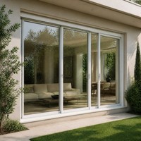 Sistema de Puerta Corredera de Vidrio con Marco de Aluminio Blanco, Multipanel, para Casa, Villa, Patio, Doble Acristalamiento, Tamaño Personalizado, Venta al Por Mayor