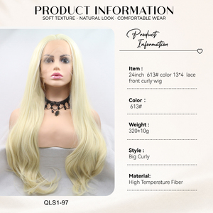 Meilleure perruque <span class=keywords><strong>blonde</strong></span> 13x4 à dentelle transparente, synthétique, résistante à la chaleur, ondulations lâches, longue, sans colle, semi-nouée à la main pour <span class=keywords><strong>femme</strong></span> - Product Image 6