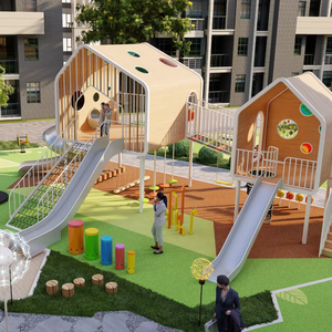 Grand parc <span class=keywords><strong>d</strong></span>'attractions extérieur, divers équipements de divertissement, balançoire à ressort double pour enfants, cheval à bascule, vente personnalisée - Product Image 1