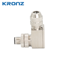 KRONZ Connecteur circulaire coudé en métal M12 3/4/5/8/12 broches a Fiche de verrouillage à vis à code mâle Connecteurs industriels M12 à 4 broches