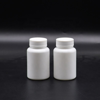 Bouteille de pilules et de vitamines en HDPE blanc opaque recyclable et écologique de 80 ml avec logo personnalisé, sérigraphiée, pour emballages médicaux de capsules