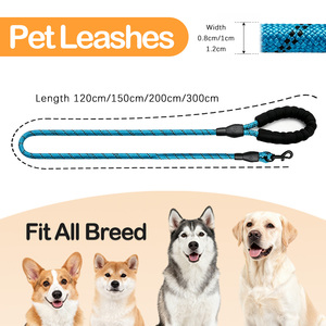 Vente directe d'usine, laisse pour chien réfléchissante durable de 1,2 à 3 m avec poignée antidérapante en éponge, matériau de <span class=keywords><strong>corde</strong></span> d'escalade - Product Image 2