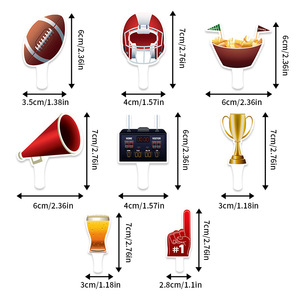 24PCS Topos de Bolo Temáticos do <span class=keywords><strong>Super</strong></span> <span class=keywords><strong>Bowl</strong></span>, Decorações para Festas - Product Image 6