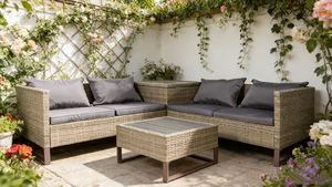 <span class=keywords><strong>Promotion</strong></span> Prix <span class=keywords><strong>Bas</strong></span> Canapé d'Angle Moderne en Acier Galvanisé et Rotin KD - Product Image 2