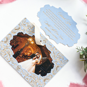 Tarjeta de agradecimiento de terciopelo recortada de diseño creativo Tarjeta de gratitud de boda con <span class=keywords><strong>foto</strong></span> personalizada - Product Image 5