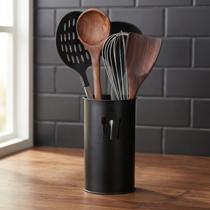 Support de rangement minimaliste cylindrique en métal pour ustensiles de cuisine, pour cuillères, fouets, spatules, durable - Product Image 5