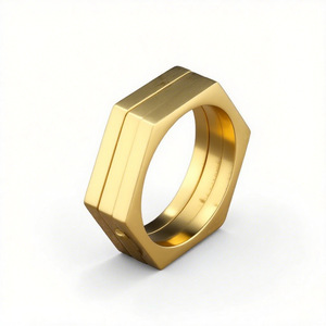 <span class=keywords><strong>แหวน</strong></span>นิ้วทรงแปดเหลี่ยมเคลือบโลหะด้วยไฟฟ้าแบบไร้สารโลหะ ดีไซน์เรียบง่ายสไตล์เรโทรสำหรับทุกเพศ - Product Image 3