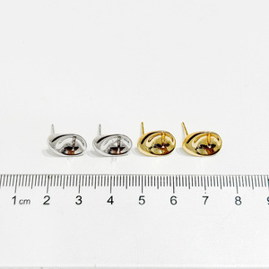อุปกรณ์ทำเครื่องประดับเงินแท้ S925 สำหรับต่างหูประดับมุก DIY พร้อมลูกปัดทรงกลมขนาด 9-13 มม. 22159 ถาดเปล่าสำหรับต่างหู - Product Image 4