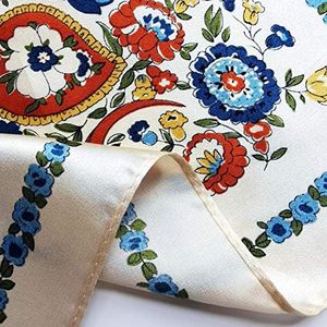 Designer floreale <span class=keywords><strong>sciarpa</strong></span> di seta 100% gelso Multicolor Bloom Pattern su sfondo bianco crema <span class=keywords><strong>elegante</strong></span> quadrato 53x53cm - Product Image 3