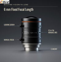 Objectif FA MVL-HF0624M-10MP 6mm F2.4 pour vision industrielle, ouverture manuelle, haute résolution 10MP, focale fixe, compact