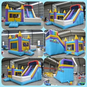 Château gonflable en bâche PVC avec filet de sécurité pour aire de jeux extérieure - Product Image 3