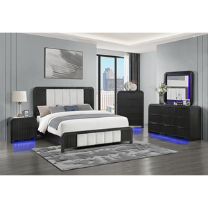 Black and White 5PC Queen <b>Convertible</b> Wood Modern Bedroom Set - Product Image 1