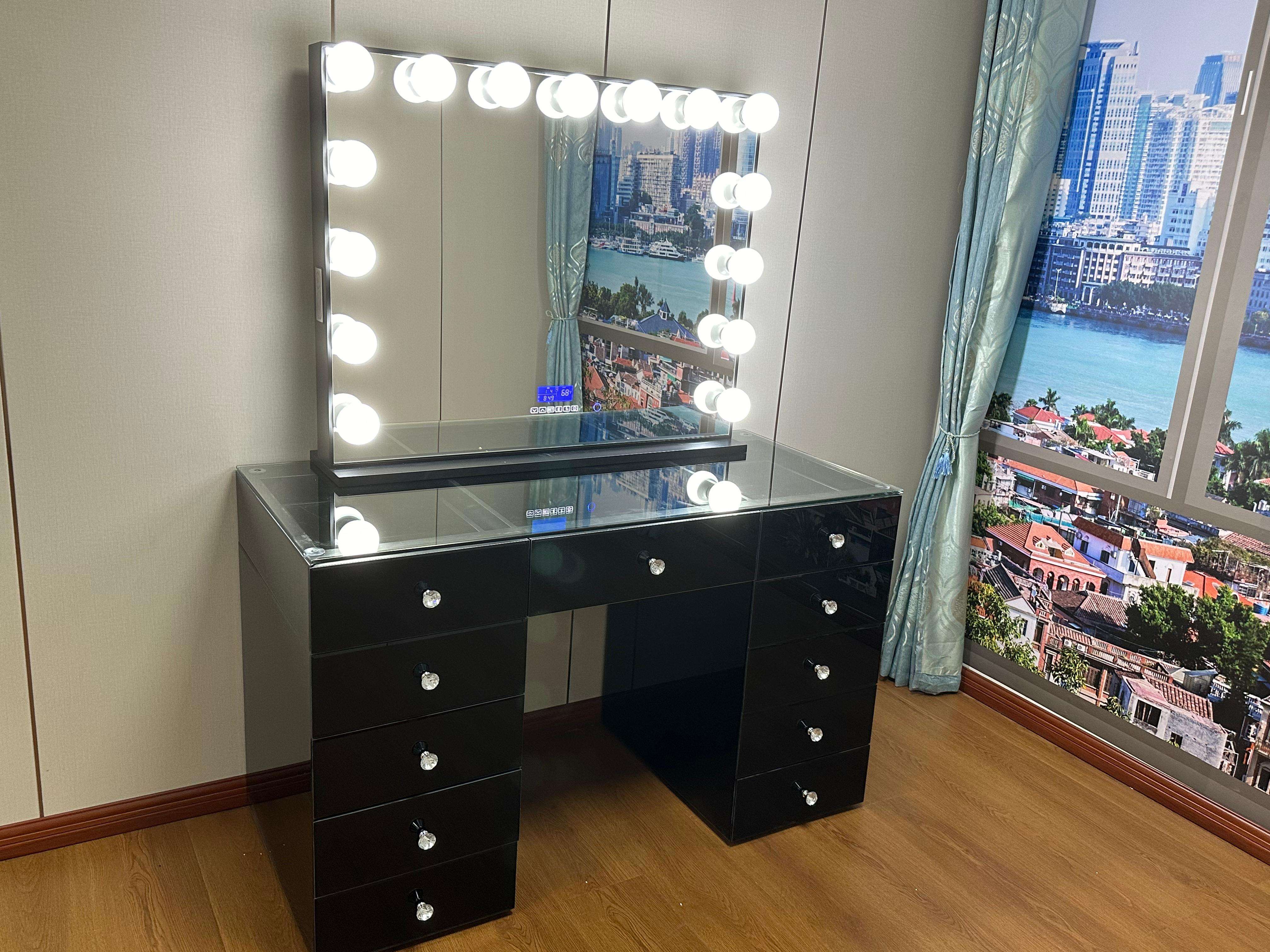 small vanity desk with mirror
