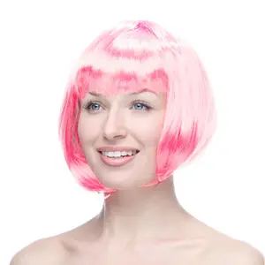 Good Omens Cosplay Short Straight BOB wig Synthetic Party wigs Cheap Colorful Toupee Halloween Clown Hair