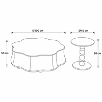 Table Basse de Salon Moderne, Durable et Multifonctionnelle, avec Panneau en Verre Technologique Brillant, Design Pétale Irrégulier, Finition Bois et Roue Métallique, Vente Directe Usine