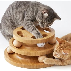 ZOMISIA Cat <b>Ball</b> <b>Track</b> Toy Wooden Puzzle Tower Interactive Spinning <b>Balls</b> For Indoor Cats Boredom Buster - Product Image 1