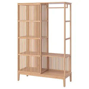 Multifunctional Bedroom Clothes Storage Cabinet Bamboo or Wood Wardrobe with Sliding Door