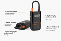 Cordless Plastic Tire Inflator Portable Air Pump with Digital Display and Fast Inflate for Car SUV Bicycle
