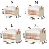 Panier à linge pliable en tissu de lin Panier de rangement pour vêtements lavable avec sac à poussière Panier à linge pliable avec fenêtre transparente