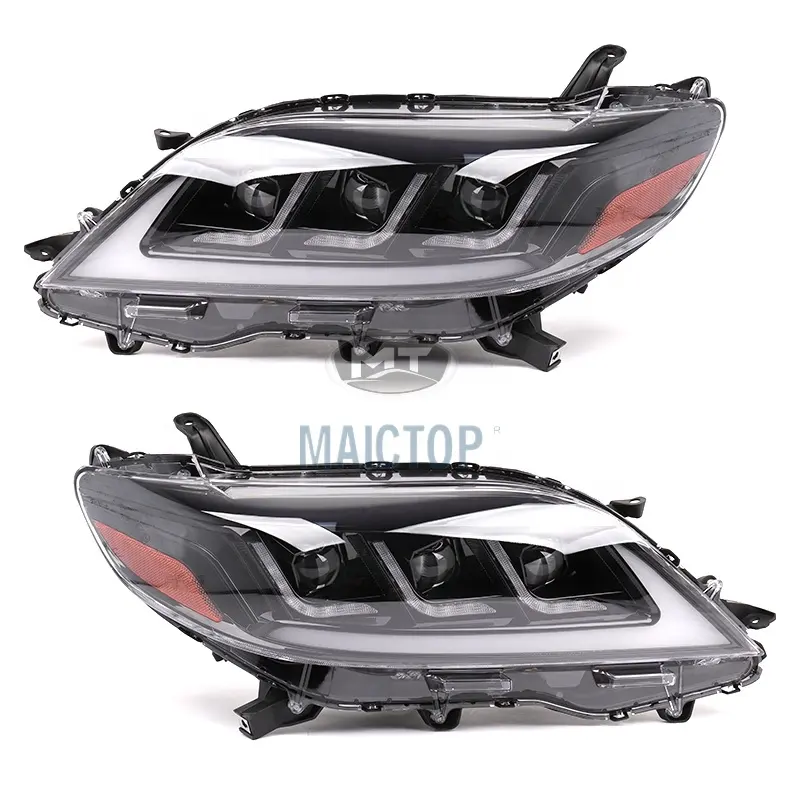 MAICTOP High Quality car new style full led refit 3 lens headlight for Sienna Head Lamp Headlamp 2016-2021 USA Type