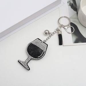 Porte-clés en verre à vin avec strass, cadeau de Noël 2026, promotionnel, diamant incrusté, porte-clés en métal avec pompon - Product Image 5