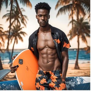 Pantalones Cortos de Playa para Hombre, Trajes de Baño Vintage Estilo Urbano con Bolsillos - Product Image 3
