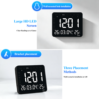 Jam Alarm Dinding Digital Multifungsi Kalender Elektronik Timer Monitor Suhu dan Kelembapan Ruangan untuk Rumah Kantor