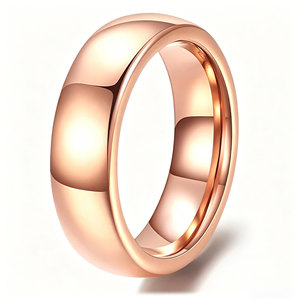 Anillo Minimalista de Acero Inoxidable de Tres Tonos, Liso, con Baño de Oro de 18K, 24.6mm, Anillo de Boda Unisex - Product Image 4