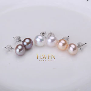 H. WEN 3-6A Doğal Tatlı Su İncileri Yarım Delikli 2-13mm Yuvarlak Üst Beyaz Pembe Mor Gevşek İnciler Pürüzsüz Yüzey - Product Image 3