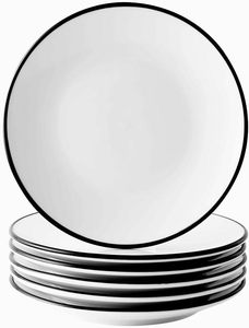 Platos de cena de cerámica con logotipo personalizado-Platos de porcelana blanca con borde negro para uso en comedor, fiesta y restaurante, disponibles a granel - Product Image 4