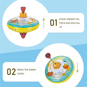 Enfants classique jouet <span class=keywords><strong>dessin</strong></span> <span class=keywords><strong>animé</strong></span> multicolore manuel rotatif Gyro main pression tirant chaîne métal <span class=keywords><strong>toupie</strong></span> - Product Image 3