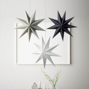 Offres Spéciales 30CM fait à la main découpé à neuf branches étoile ornements de noël suspendus étoiles pendentif floqué <span class=keywords><strong>tissu</strong></span> étoile lanterne anniversaire - Product Image 1