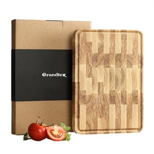 Planche à découper carrée en teck massif de haute qualité, non toxique, à grain transversal, réversible, multi-usages, compatible lave-vaisselle - Product Image 2