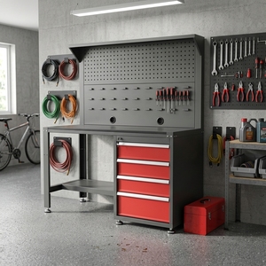 Germany <strong>UK</strong> Heavy-Duty Steel Workbench 2 Drawers <strong>Pegboard</strong> Back Panel OEM/ODM/OBM 3-Year Warranty Workshop Garage Modular System - Product Image 2