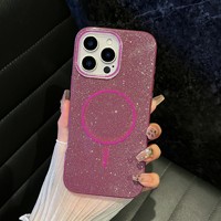 Bule chic avec couleur violette Bling Glitter housse de téléphone étui de téléphone portable magnétique pour iPhone 17 16 Pro Max 15 Plus 14 13 12 11